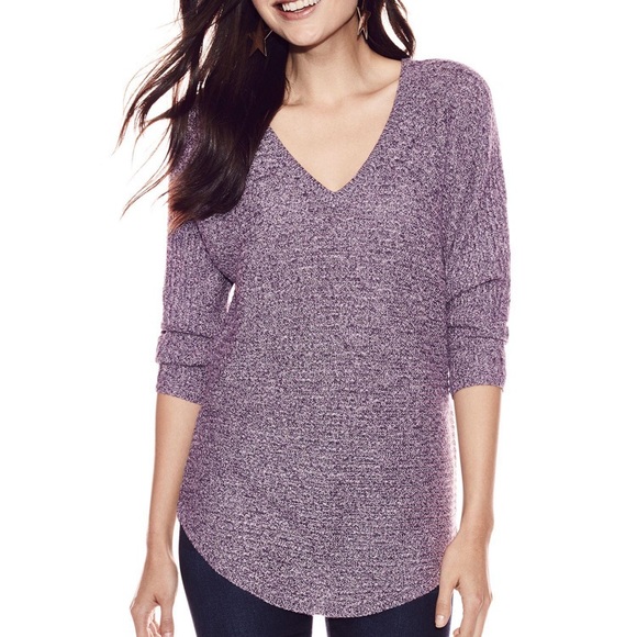 New York & Company Sweaters - NY&CO Marled Lilac V-Neck City Dolman Sweater XL